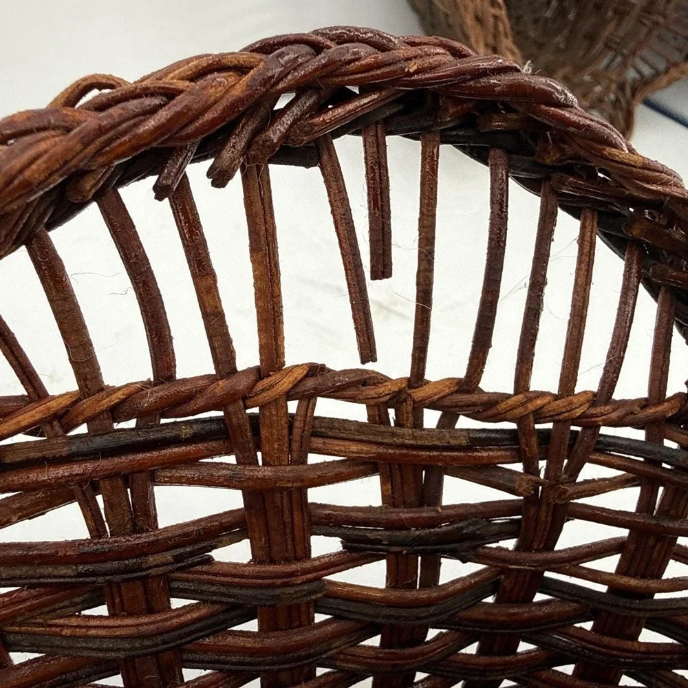 Vintage Set of 3 Wicker Nesting Baskets Handwoven Rattan Boho‎ Farmhouse